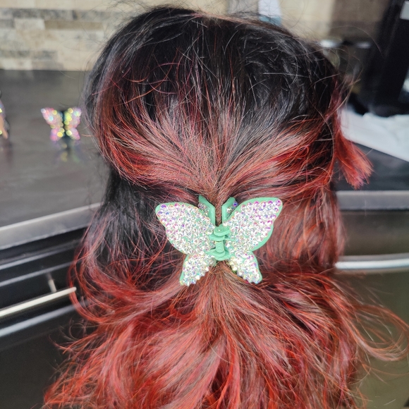2 Iridescent Butterfly Hair Clips - Picture 6 of 16